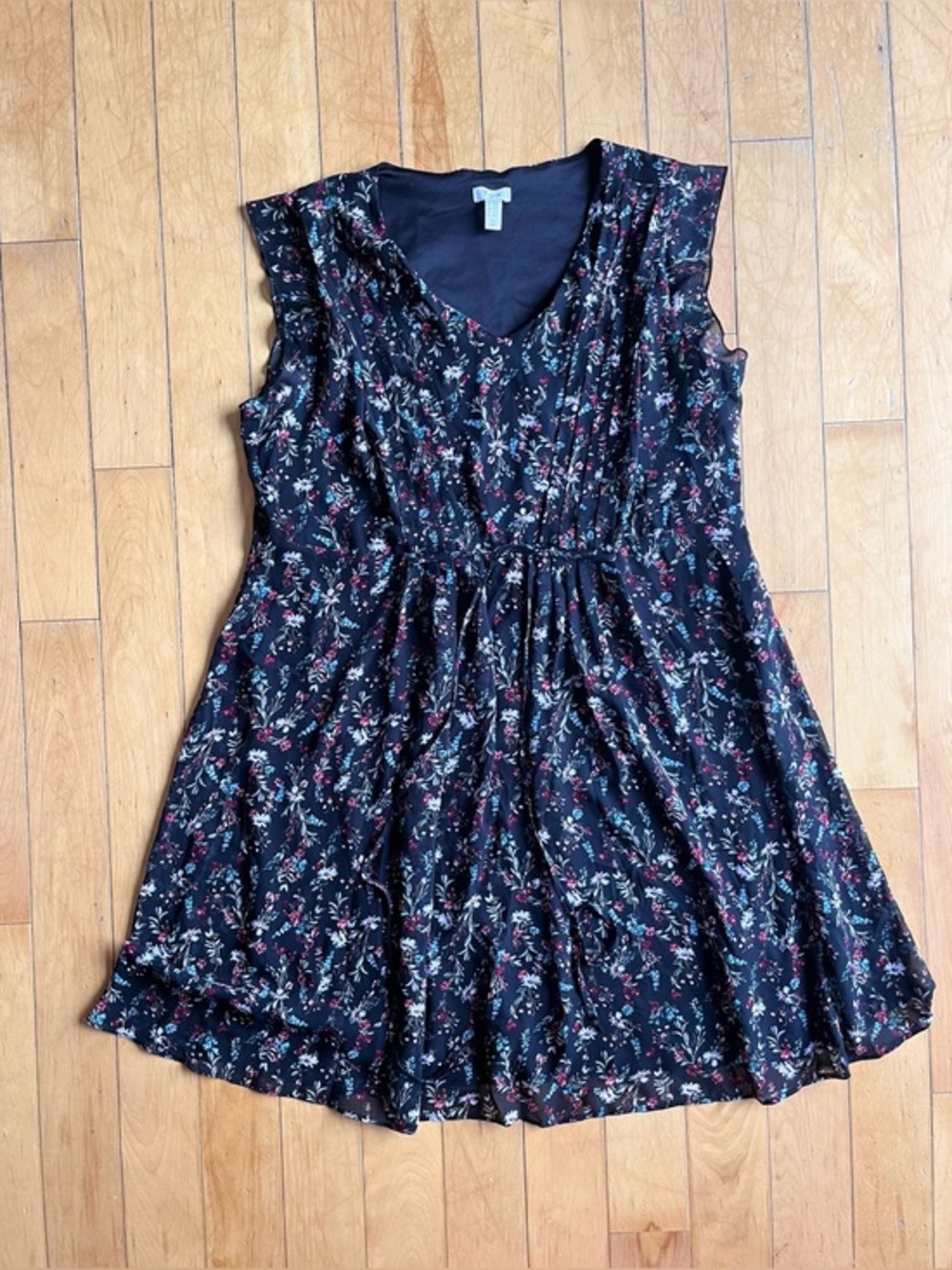 Thyme Maternity Black Floral Sleeveless Maternity Dress